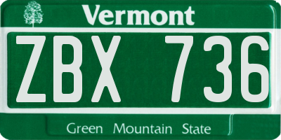 VT license plate ZBX736