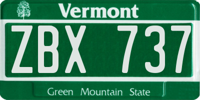 VT license plate ZBX737