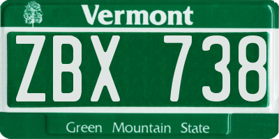 VT license plate ZBX738