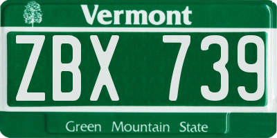 VT license plate ZBX739