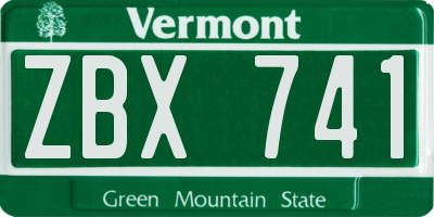 VT license plate ZBX741