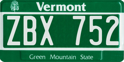 VT license plate ZBX752