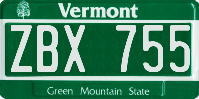 VT license plate ZBX755