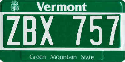 VT license plate ZBX757