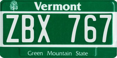 VT license plate ZBX767