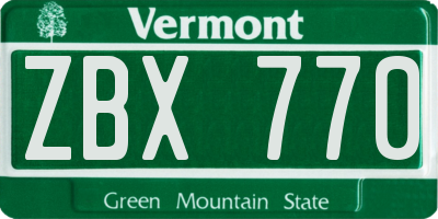 VT license plate ZBX770