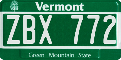 VT license plate ZBX772