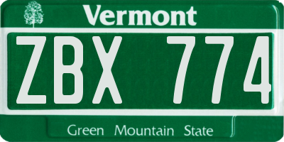 VT license plate ZBX774