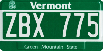VT license plate ZBX775
