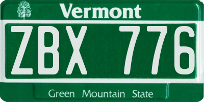 VT license plate ZBX776