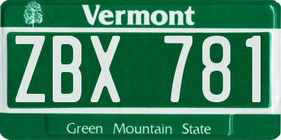 VT license plate ZBX781
