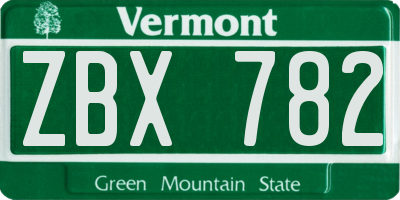VT license plate ZBX782