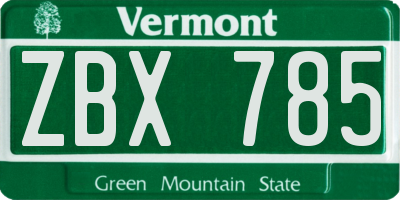 VT license plate ZBX785