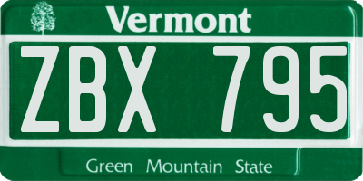 VT license plate ZBX795