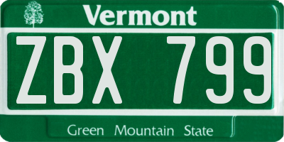 VT license plate ZBX799