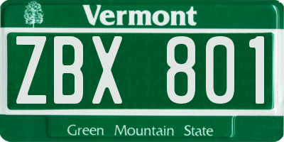 VT license plate ZBX801