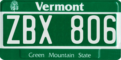 VT license plate ZBX806