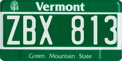 VT license plate ZBX813