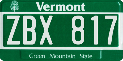 VT license plate ZBX817