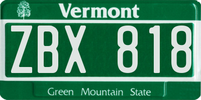 VT license plate ZBX818