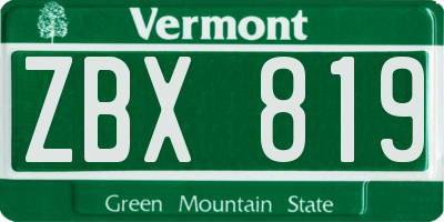 VT license plate ZBX819