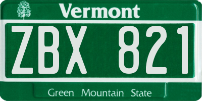 VT license plate ZBX821