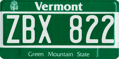 VT license plate ZBX822