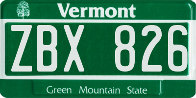 VT license plate ZBX826