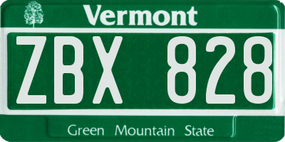 VT license plate ZBX828