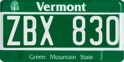 VT license plate ZBX830