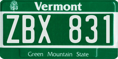 VT license plate ZBX831