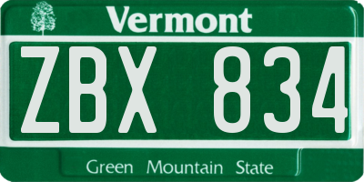 VT license plate ZBX834