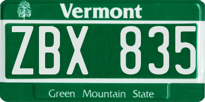 VT license plate ZBX835