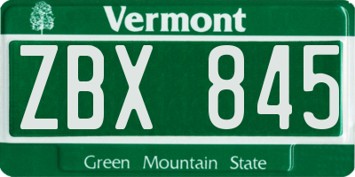 VT license plate ZBX845