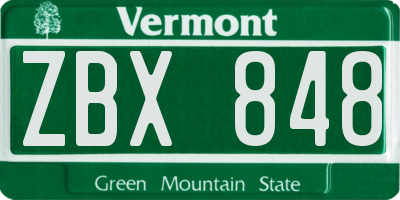 VT license plate ZBX848