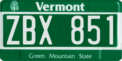 VT license plate ZBX851
