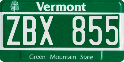 VT license plate ZBX855