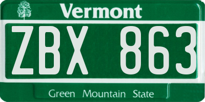 VT license plate ZBX863