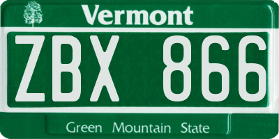 VT license plate ZBX866