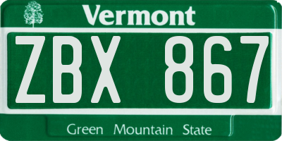 VT license plate ZBX867