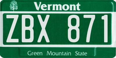 VT license plate ZBX871