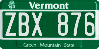 VT license plate ZBX876