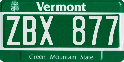 VT license plate ZBX877