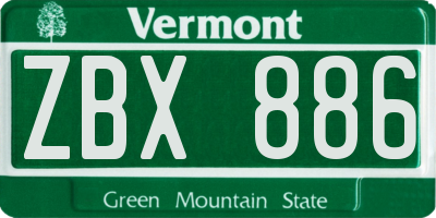 VT license plate ZBX886
