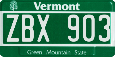 VT license plate ZBX903