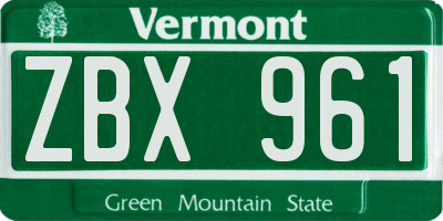 VT license plate ZBX961