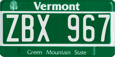 VT license plate ZBX967