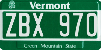 VT license plate ZBX970