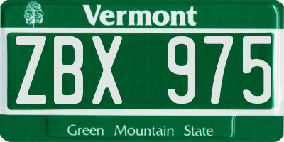 VT license plate ZBX975