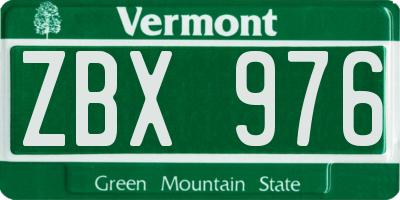 VT license plate ZBX976